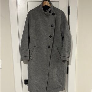Zara Gray Overcoat with Button Detail